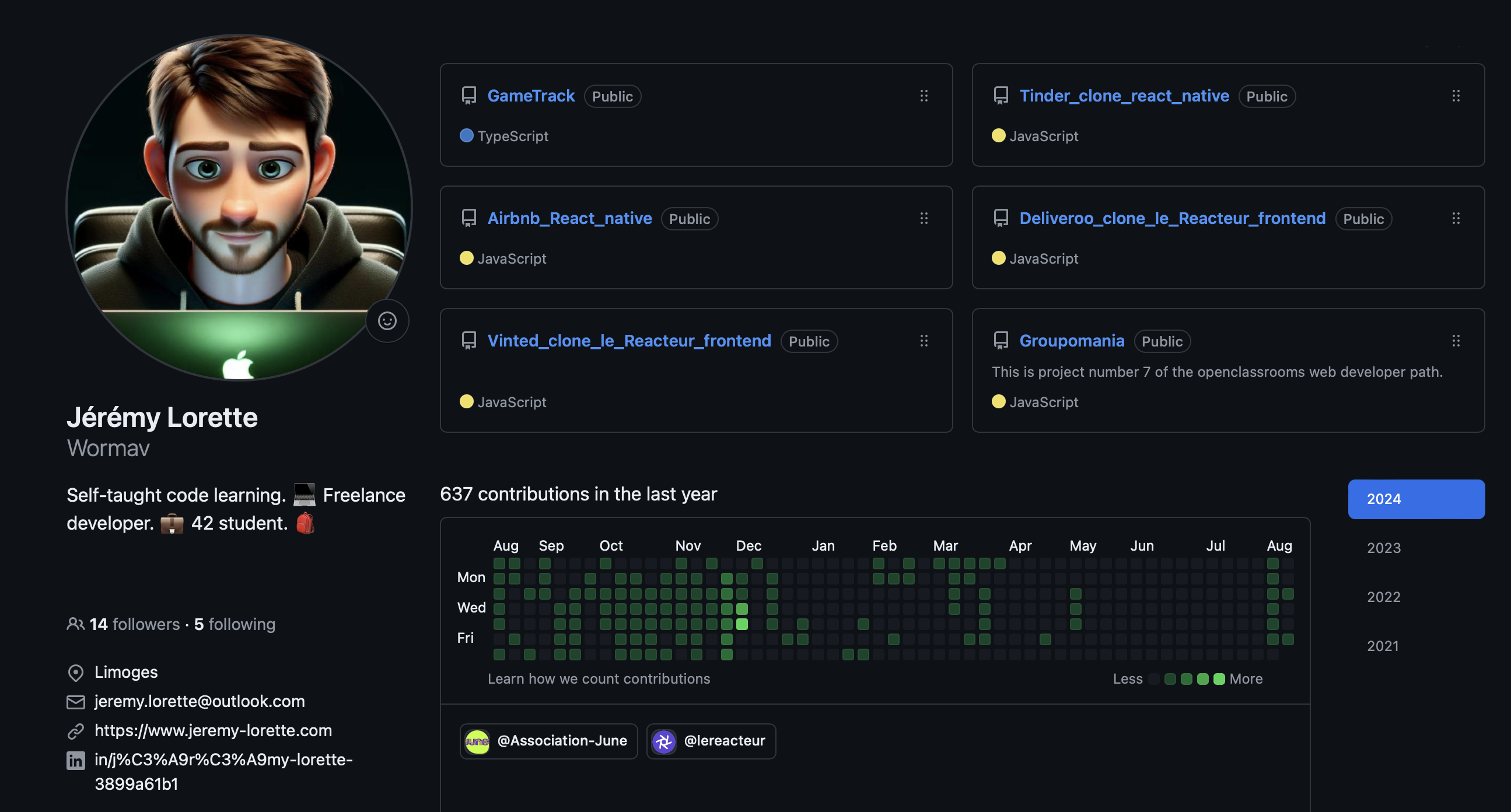 screen  profil github